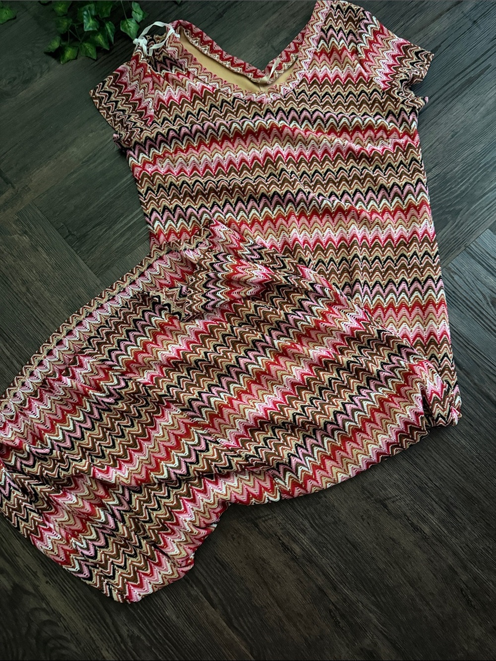 PUCCI inspired Short Sleeve Dress - Pink/Brown